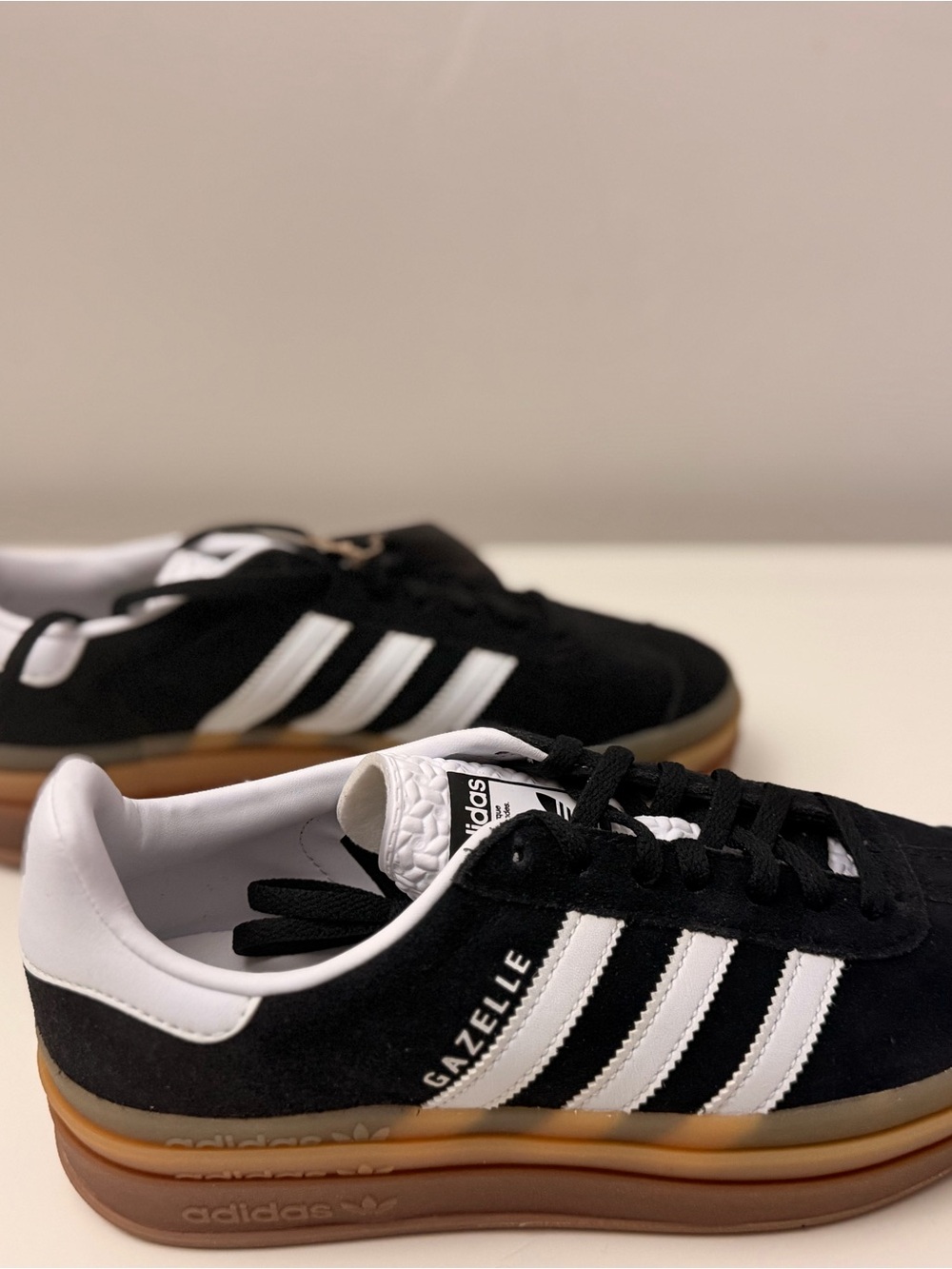 adidas Black & White Gazelle Men’s Suede Sneakers with Gum Sole